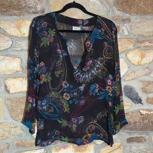 Chico's 100% Silk Sheer Blouse